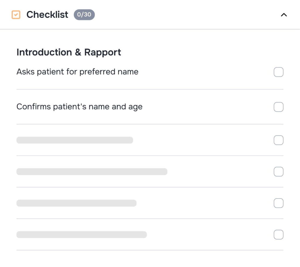 a checklist for exam mode